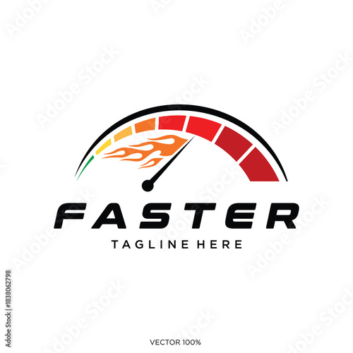 Dynamic Speedometer Logo with Fire 
