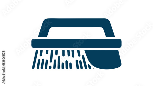Simple Illustration of a Dark Teal Scrub Brush with Bristles and Handle on a Black Background Clean Household Tool for Cleaning and Scrubbing Tasks