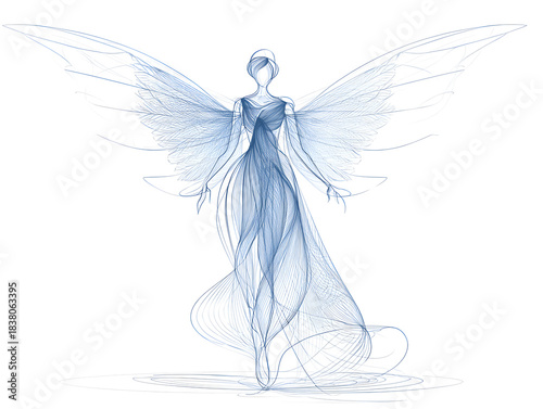 Hand drawn illustration of an angel isolated on white background