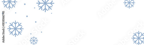 Clean winter background with pale blue geometric snowflakes and tiny stars on white, leaving ample copy space for Christmas greetings, holiday banners, invitations, and seasonal promotional designs.