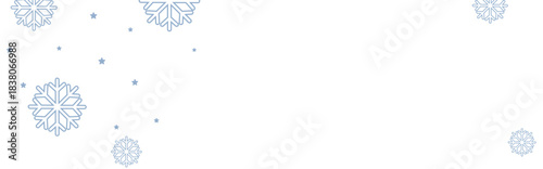 Clean winter background with pale blue geometric snowflakes and tiny stars on white, leaving ample copy space for Christmas greetings, holiday banners, invitations, and seasonal promotional designs.