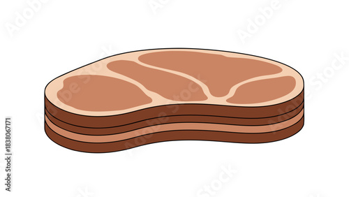 Stack of Raw Beef Steaks Isolated on Black Background with Marbling Detail and Sliced Layers Vivid Brown and Tan Tones Minimalist Graphic Style