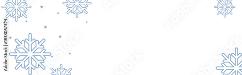 Clean winter background with pale blue geometric snowflakes and tiny stars on white, leaving ample copy space for Christmas greetings, holiday banners, invitations, and seasonal promotional designs.