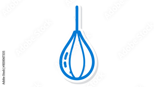 Stylized droplet shape illustration with a blue outline and a lighter blue interior featuring a small black eye detail on a black background.