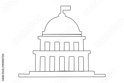 One line drawing of futuristic office skyscraper