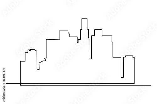 City skyline continuous one line drawing vector