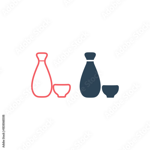 Sake icons set logo template design illustration