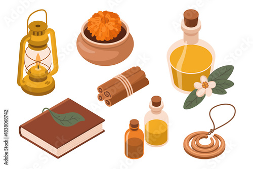 Natural ingredients for aromatherapy, healing, and cozy moments