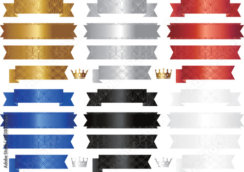 高級感のあるアールデコ模様のメタリックリボンセット