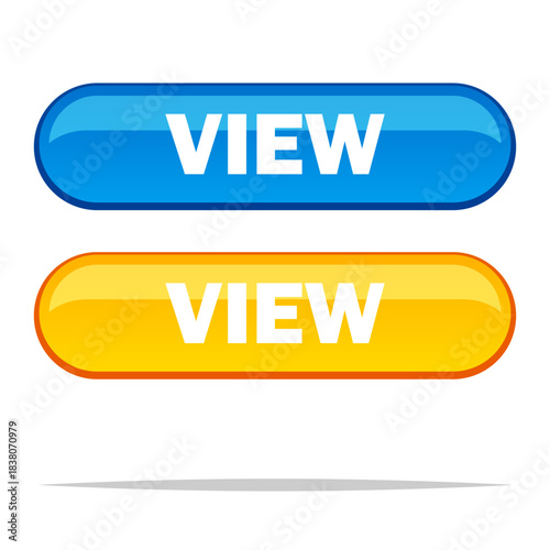 Glossy view button vector isolated illustration