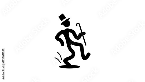 Tap dance sign, black isolated silhouette