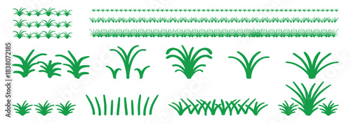 Hand-Drawn Grass Doodle Set - Outline Lawn Bush and Grass Clipart Collection