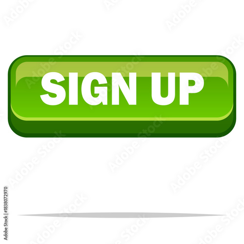 Rectangular sign up button vector isolated illustration