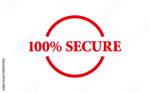 100% SECURE - Red Rubber Stamp with text 100% SECURE
