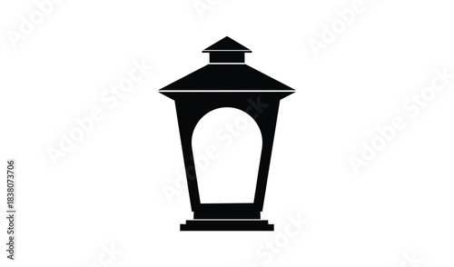 Classic black silhouette of a traditional lantern on a white background