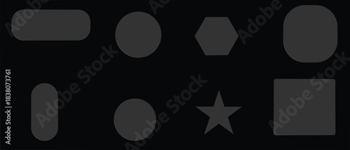 Dark Gray Geometric Shapes on Black Background abstract