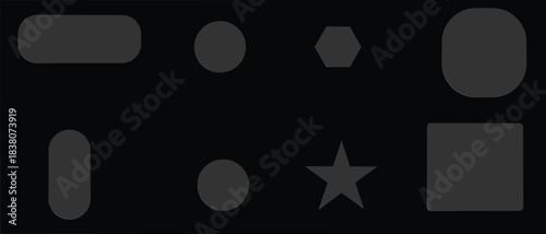 Dark Gray Geometric Shapes on Black Background abstract