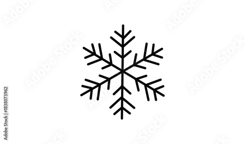 Simple black outline snowflake icon on white background