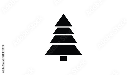 Simple black silhouette of a stylized christmas tree