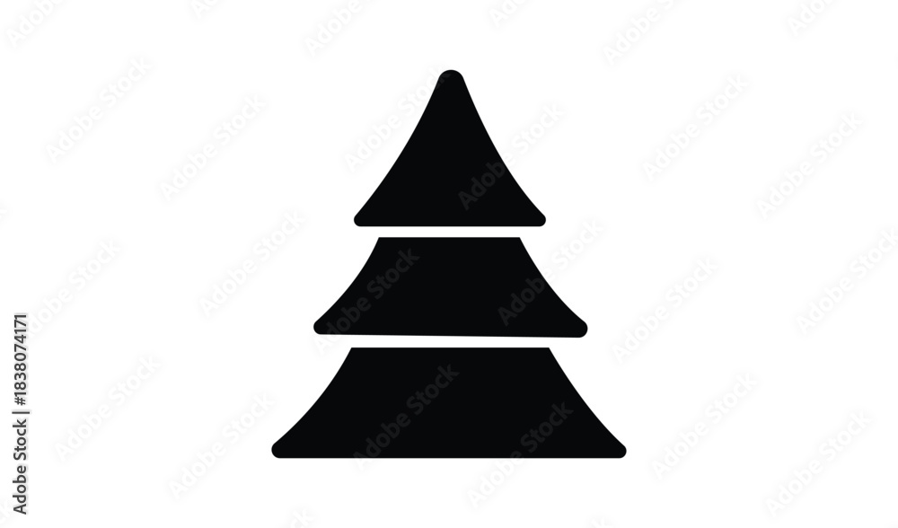 Obraz premium Simple black silhouette of a stylized christmas tree