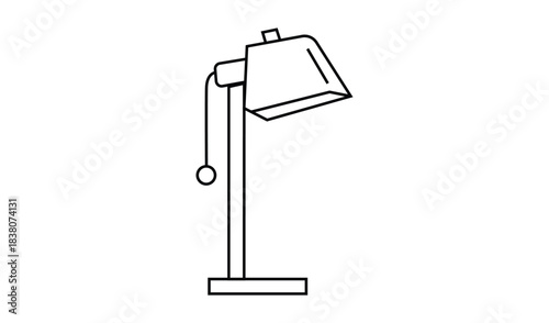 Simple line drawing of a classic desk lamp with a pull chain