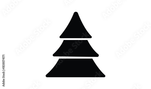 Simple black silhouette of a stylized christmas tree