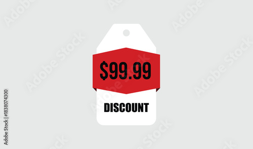 Price tag showing ninety nine dollars and ninety nine cents discount