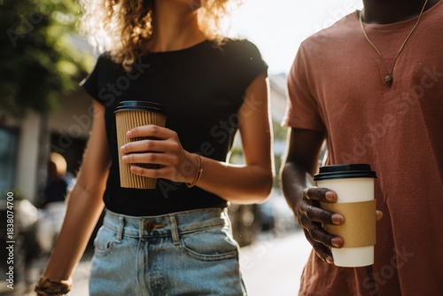 Casual Urban Stroll with Coffee - Lifestyle and Fashion Trends.