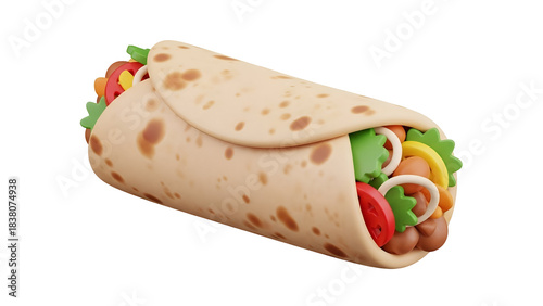 A Deliciously Filled Burrito: A tempting burrito, overflowing with a colorful medley of fresh ingredients. The image highlights the savory flavors and textures of this classic, handheld meal.