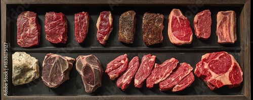 Assorted cuts of premium beef on display