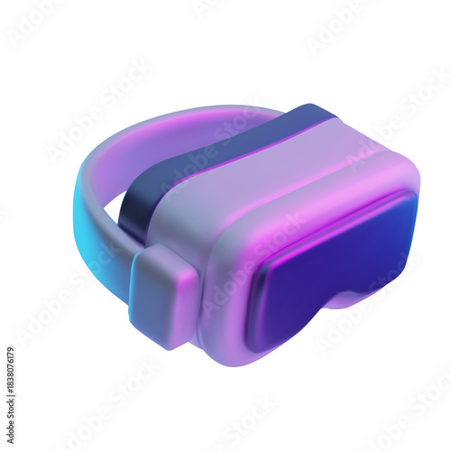 Virtual reality glasses 3D plastic style vector icon, video game interactive vr headset mask glasses gaming simulator