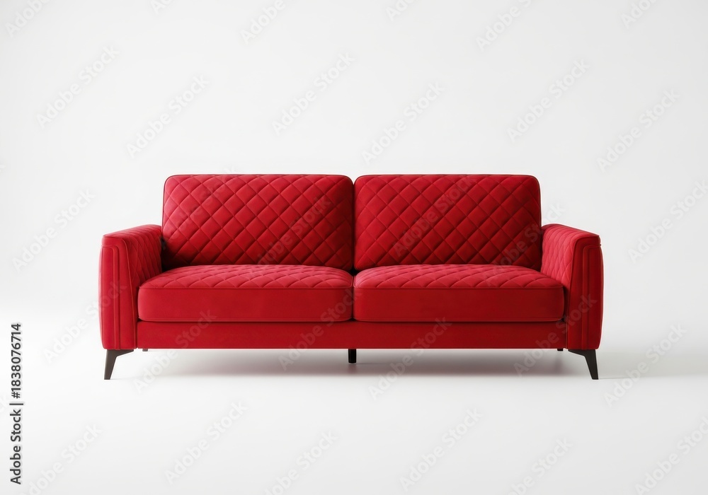 Naklejka premium Modern crimson upholstered settee displayed against a clean white background