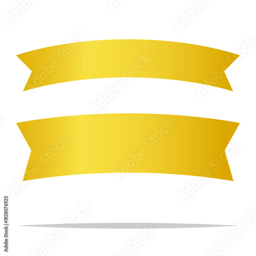 Blank gold curved ribbon banner vector isolated illustration