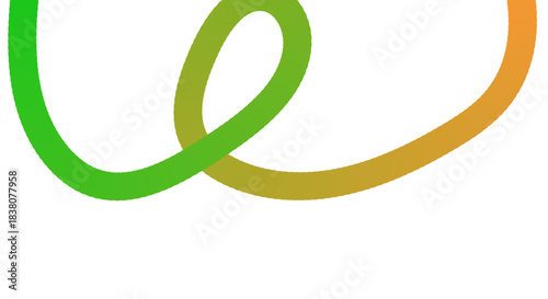 Abstract flowing green and orange gradient loop on white background
