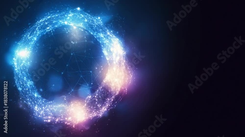 Neon Data Web: Abstract Circle Technology Loop