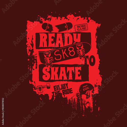 Ready to skate grunge urban skate lements boys graphic tee.eps