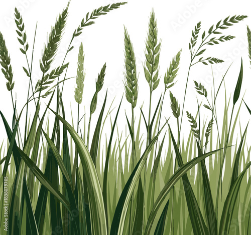 Isolated a kinds of deferent grass vector art with white background.