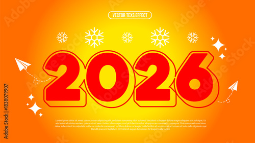 2026 New Year Celebration with Snowflakes and Paper Airplanes