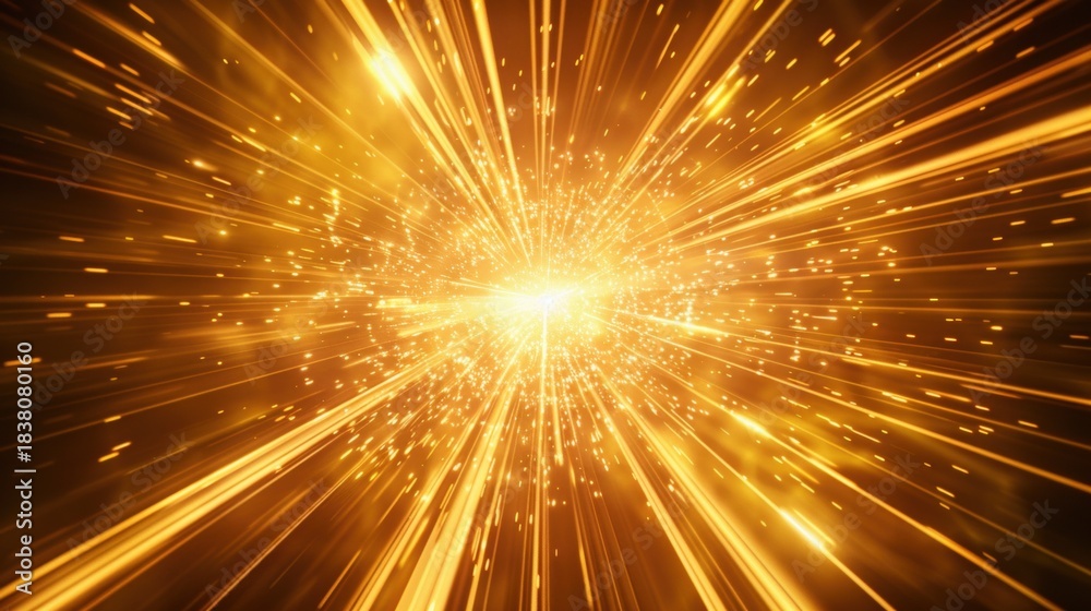 Naklejka premium Golden light explosion effect for background and design elements, abstract rays