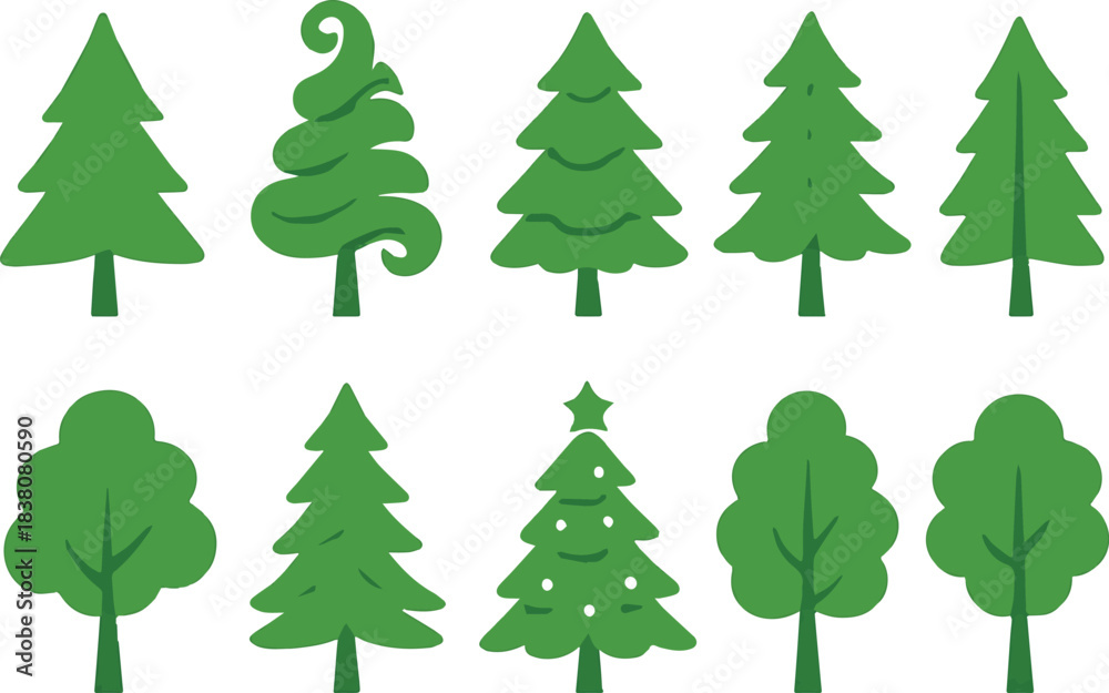 Fototapeta premium Stylized Green Trees