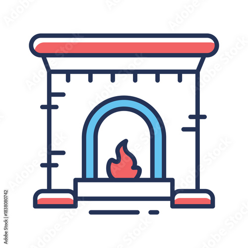 Grab this creatively design flat outline icon of fireplace in modern style