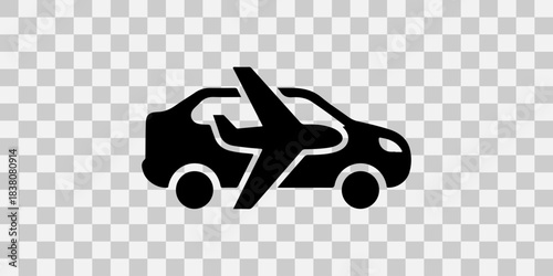 Car and airplane: global travel, transport and logistics icon