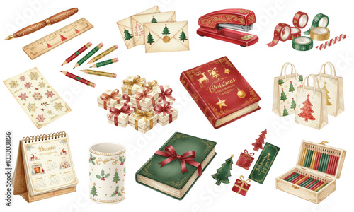 Vintage Christmas Stationery and Office Supplies Collection