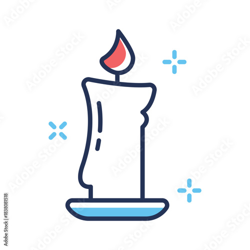 Ready to use flat outline style icon of burning christmas candle