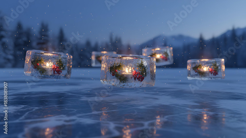 Ice Lights in Winter Landscape