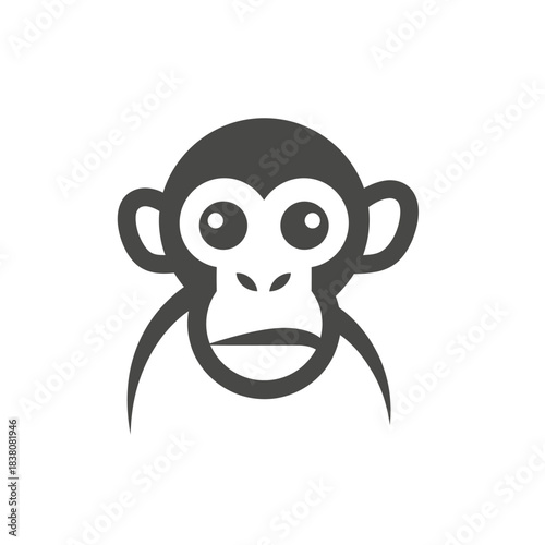 Minimalist monkey illustration displaying a simplified simian face with clean graphic lines and