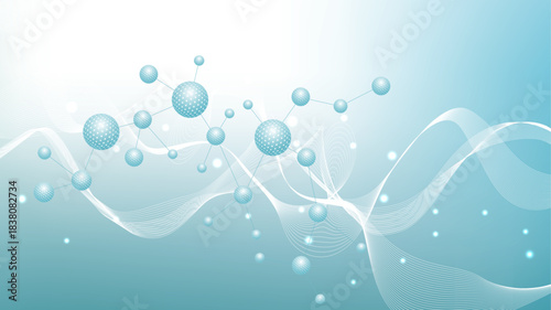 Molecular structure and genetic engineering, atom, neural network, neurons, DNA molecule. Scientific research concept for healthcare, medical, technology, chemistry, science template presentation