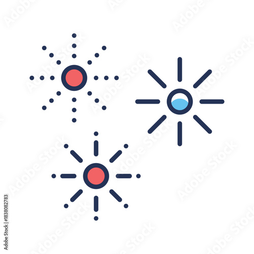 Bright flat outline fireworks icon, ready for premium use