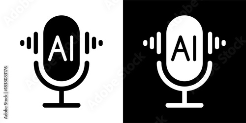 AI voice assistant logo, Ai voice generator, artificial intelligence voice scan authentication, AI generate icon
