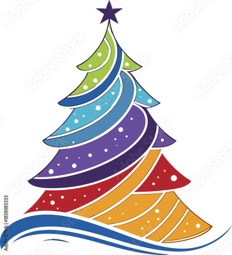 Colorful abstract Christmas tree vector for greeting cards and posters.